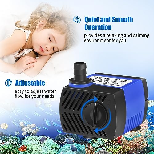 Aquaneat aquarium water pump shown inside a small fish tank setup