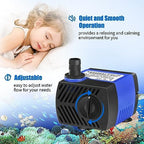 Aquaneat aquarium water pump shown inside a small fish tank setup