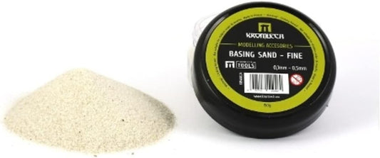 Kromlech Fine Basing Sand 150g jar front view for miniature terrain modeling