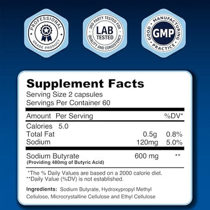 Full product display of LongJuvity Labs intestinal health supplement emphasizing its specialized postbiotic formula.