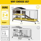 Aivituvin Rabbit Hutch 62" Rabbit Cage Indoor Outdoor Chicken Coop Guinea Pig Cage on Wheels Bunny Cage with 3 Deep No Leakage Pull Out Tray,Waterproof Roof (Brown) - Image 3