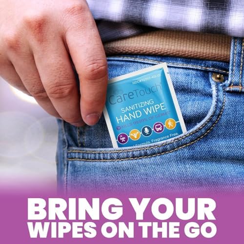 Care Touch Hand Sanitizer Wipes - 110 Hand Wipes Individually Wrapped - Travel Size - Sanitizing Wet Wipes for Home, Office & Outdoor Use - Image 6