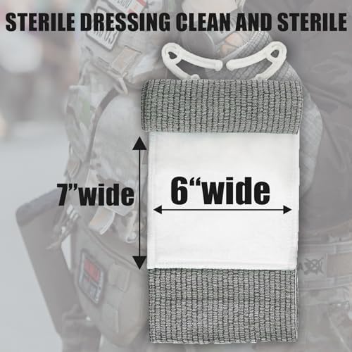 AID MATE six inch compression trauma dressing showing the built-in plastic pressure applicator.