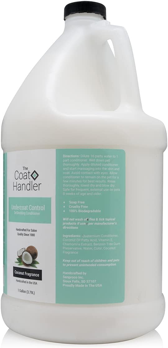 Bulk 1 Gallon bottle of coconut milk fragrance undercoat control conditioner for heavy shedding dogs