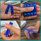 Close up view of multiple Cheslicr pocket sized magnetic bars aligned neatly on an office desk surface