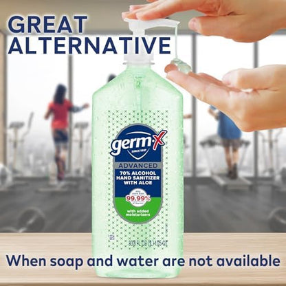 Germ-X Advanced Hand Sanitizer with Aloe and Vitamin E, 1 Liter, Less Drying Moisturizing Gel, No Rinse Formula, Pump Bottle - Image 5