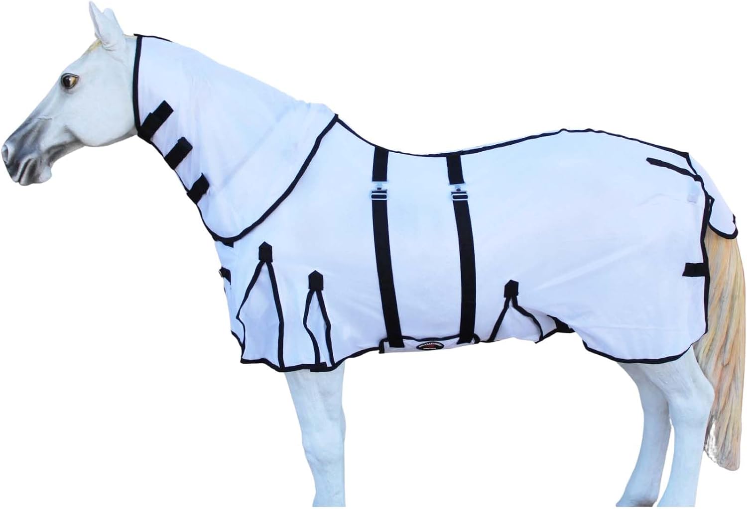 Challenger horse mesh summer fly sheet full body coverage view on a horse model