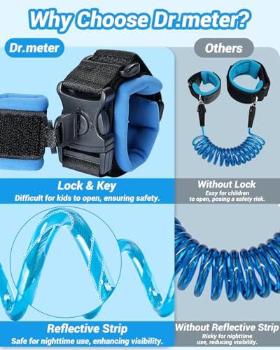 Dr.Meter child safety tether demonstrating 360 degree swivel clip
