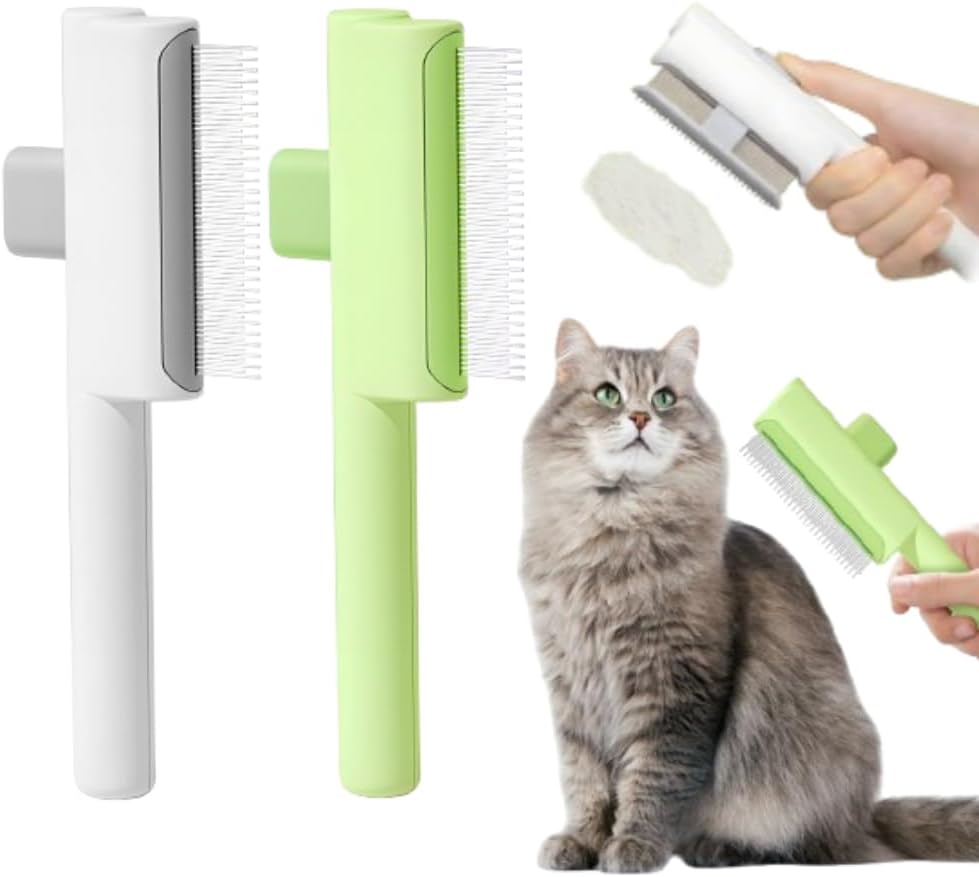 Pet Hair Removal Comb Flea Comb, 2025 Upgrade Cat Grooming Brush, Cat Brush with Release Button, De-Shedding Hair, Dog Grooming Supplies, Fine-Tooth Massage (Blue) - Image 11