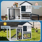 FunXplore Bunny Hutch Indoor Outdoor Rabbit Cage Chicken Coop Animal House with Wire Floor Above Pull-Out Tray, Chew-Resistant Ramp & Entrance, Openable Waterproof Roof & UV-Resistant Roof - Image 7