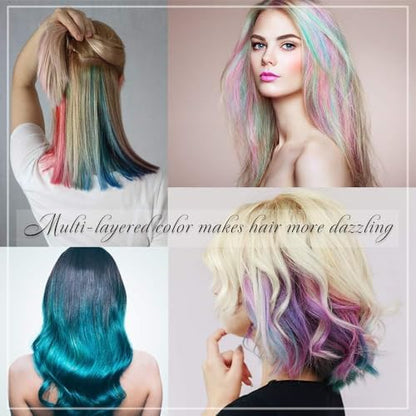 Shampooing hair to demonstrate how easily the temporary color chalk washes out