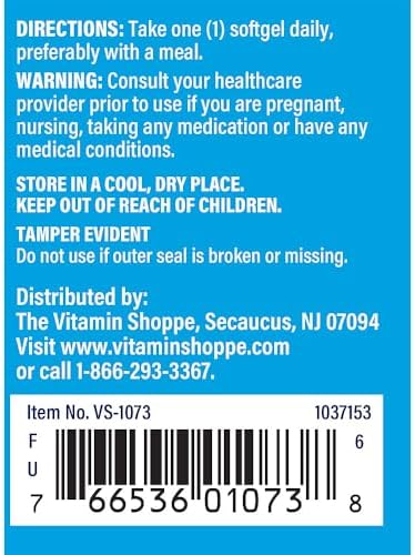 The Vitamin Shoppe Beta-Carotene supplement bottle side profile and capsule count