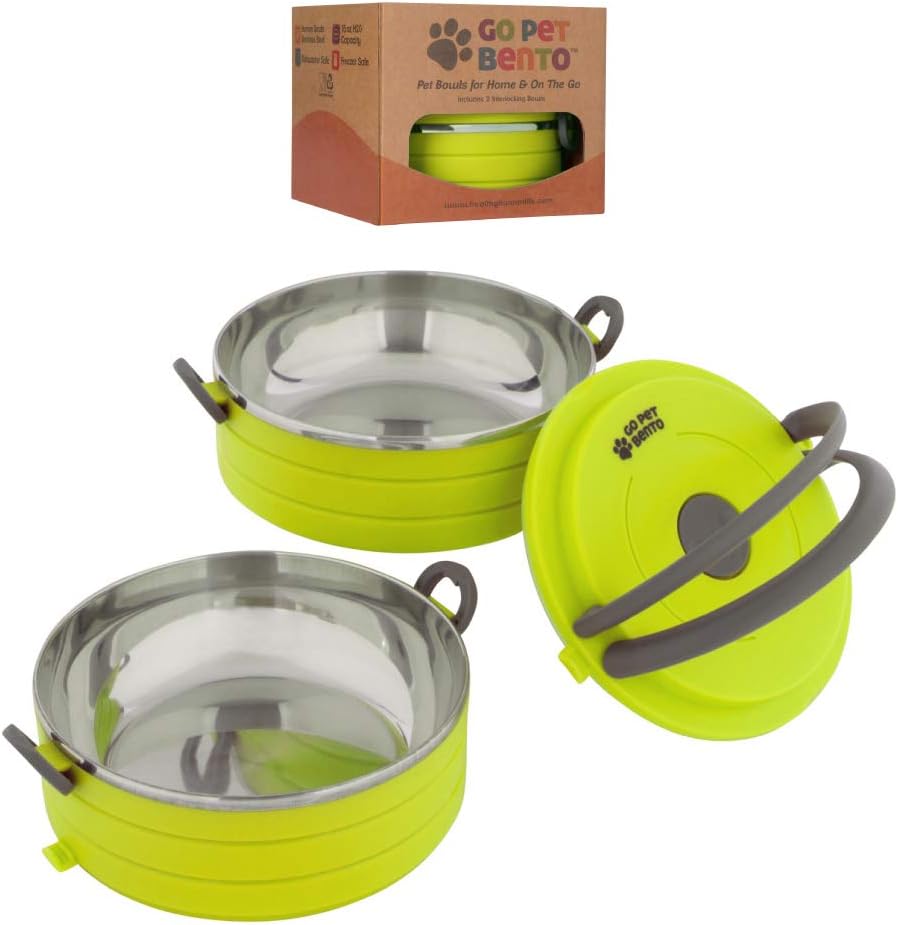 Healthy Human Travel Pet Bento Bowls - Leak Proof, Human-Grade Stainless Steel & BPA-Free, 3-Pack Water & Food Container Set, Clips & Handle (Pink) - Image 13