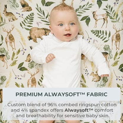 Pobibaby ultra soft cotton blend changing table sheet showcasing full surround elastic fit