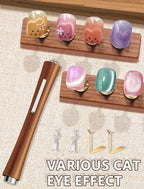 Using wooden magnetic pen for DIY cat eye nail design