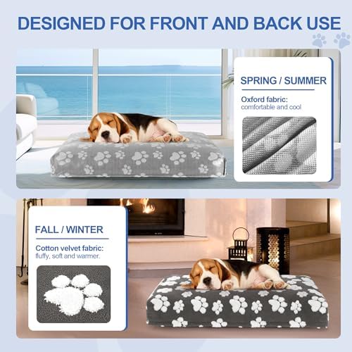 Balapet imported durable oxford fabric pet mattress cover being stuffed with pillows for a custom DIY pet cushion.