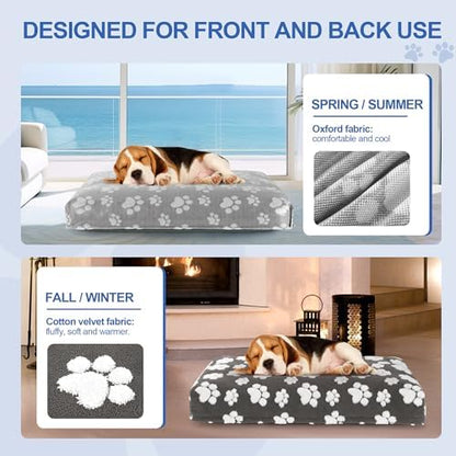 Balapet imported durable oxford fabric pet mattress cover being stuffed with pillows for a custom DIY pet cushion.