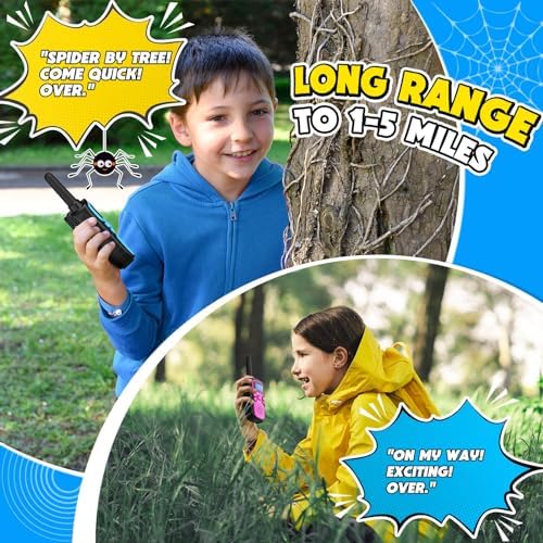 Wishouse two way radios for children displaying the backlit screen and button interface.