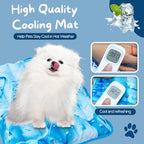 Folded compact pet cooling blanket layout for outdoor travel and crates.