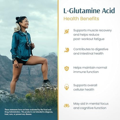 Back label of Vykee Nutrition L-Glutamine showing ingredients