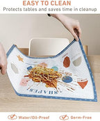 Toddler using the bpa free educational placemat for travel and dining