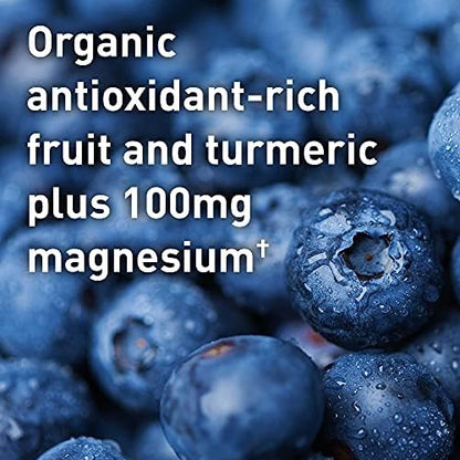 Post workout recovery drink with organic tart cherry turmeric blueberry antioxidant blend