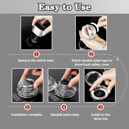 Close up of baby proof stove knob locking mechanism