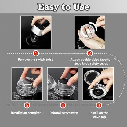 Close up of baby proof stove knob locking mechanism