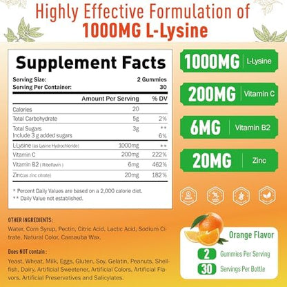 Sugawita L-Lysine cold sore supplement bottle