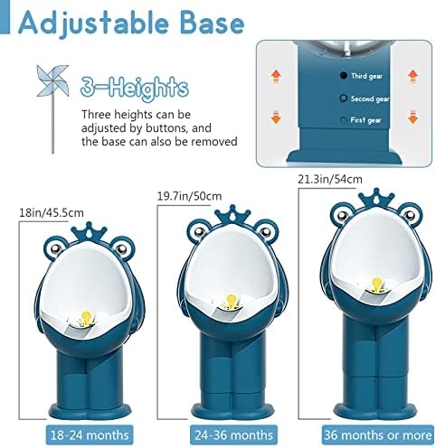 Side view of blue frog pee trainer for toddlers