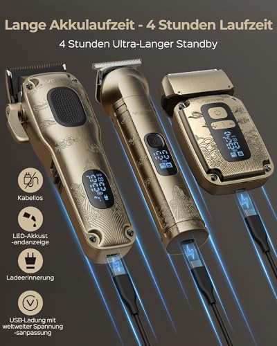 VGRPRO 3 in 1 grooming kit accessories including guide combs and USB charging cables