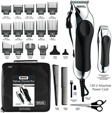 Side profile of the Wahl chrome hair clipper highlighting the adjustable thumb taper lever for blending