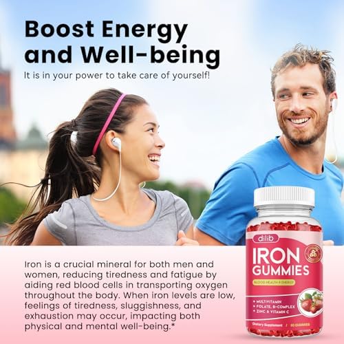 Dilib blood builder iron gummies with vitamin C and B12 for energy support