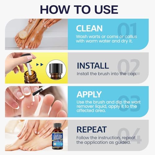 MEOLY wart remover applicator brush and liquid bottle for targeted treatment