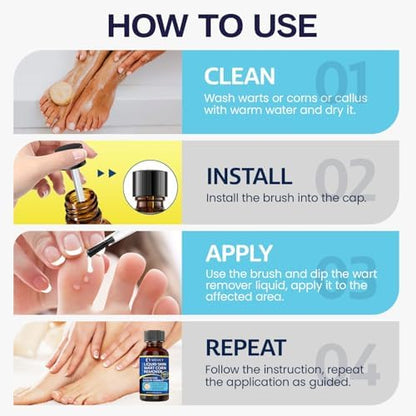 MEOLY wart remover applicator brush and liquid bottle for targeted treatment