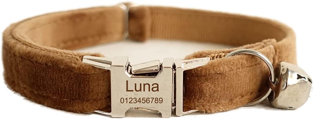 Cat Collar Personalized with Name Phone Number Engraved,Customized with Bell for Small Dogs Puppy Kitten - Image 7