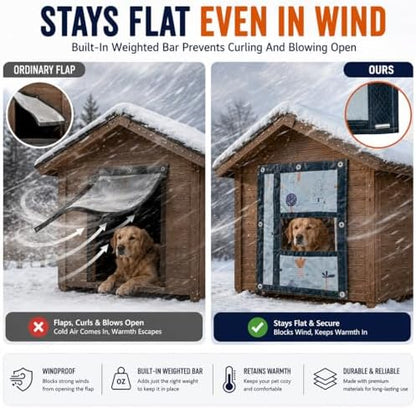 ZZOFSWORM weatherproof cat shelter door cover installed on an outdoor pet house