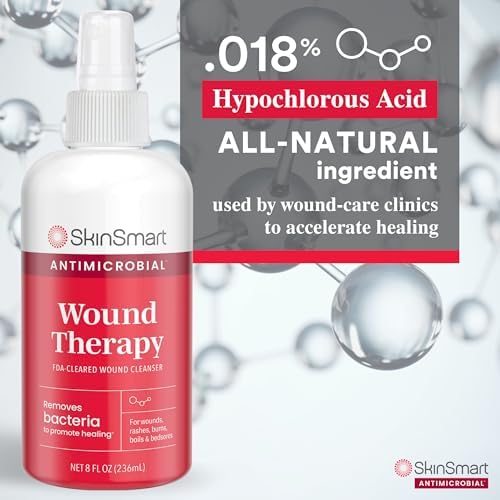 Eight ounce bottle of SkinSmart first aid antimicrobial liquid cleanser
