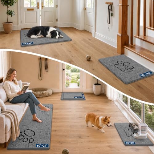 Bcoimo non slip dog mat reverse side showing the waterproof thermal plastic rubber backing