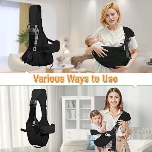 Oblitor adjustable baby carrier demonstrating safe ergonomic seating position.
