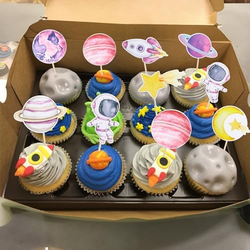 Ephlyn space girl and star cupcake decorations set
