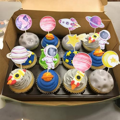 Ephlyn space girl and star cupcake decorations set