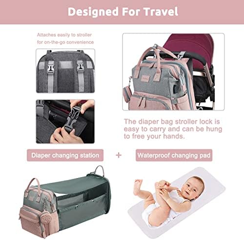 Jollito baby bag attached to stroller using built-in travel straps