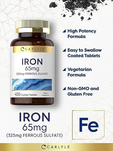 Carlyle iron supplement bottle with child resistant safety cap overview