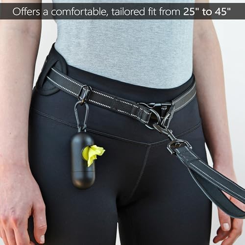 DearWells hands free pet lead highlighting the heavy duty metal quick release buckle.