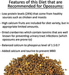Close up look of the healthy pellet diet kibble containing dried insects and whole fruits.