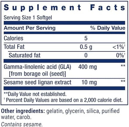 Life Extension Mega GLA 30 softgels container showing expiration date and authenticity seal