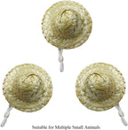 Natural straw miniature top hats for real chickens side view