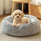 JOLLYVOGUE Small Dog Bed, Calming Dog Beds for Small Dogs & Indoor Cats - 20 Inches Donut Washable Cat Bed for Kittens & Puppies, Round Fluffy Plush Faux Fur Pet Beds(Smoke Grey) - Image 2
