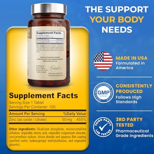 Authentic dietary zinc supplement bottle for adult wellness support